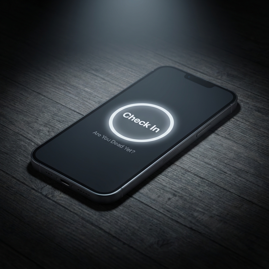 A minimalist smartphone screen showing a large check-in button with the text 'Check In'